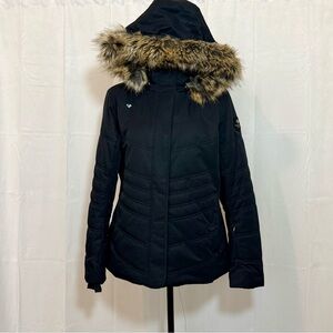 PREOWNED - Obermeyer Women’s  Black Fur-Trimmed Hooded Ski Jacket